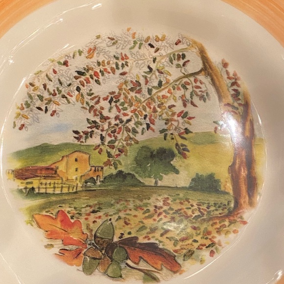 Ceramic he Tadinate 12” Dinner Plate Fall Acorns Farm Fall Leaves Made Italy EUC - Picture 2 of 11
